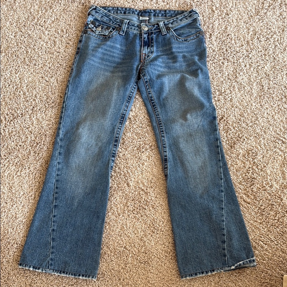 True Religion Blue Flare Wide Leg Jeans